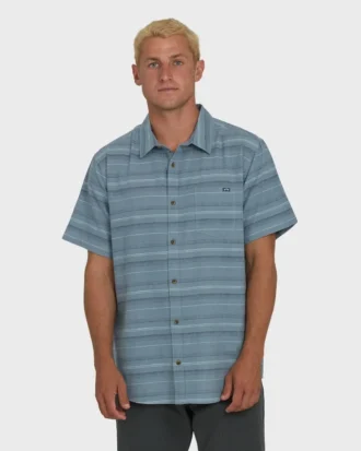 All Day Stripe Kurzarm-Hemd aus Wolle