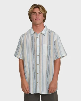 All Day Stripe Kurzarm-Hemd aus Wolle