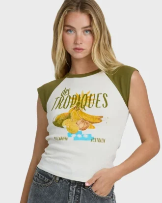 Des Tropic Kurzarm-Raglan-Oberteil mit Shorts