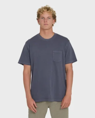 Essential Wave Washed Premium-Shorts-T-Shirt mit kurzen Ärmeln und Tasche