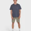 Essential Wave Washed Premium-Shorts-T-Shirt mit kurzen Ärmeln und Tasche