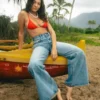 Free Fall Denim-Hose mit hoher Taille und ausgestelltem Bein