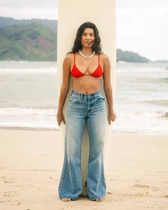 Free Fall Denim-Hose mit hoher Taille und ausgestelltem Bein