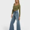 Free Fall Denim-Hose mit hoher Taille und ausgestelltem Bein