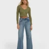 Free Fall Denim-Hose mit hoher Taille und ausgestelltem Bein