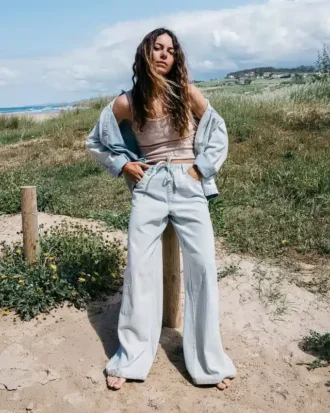 Jade Saltwashed Hose mit elastischem Bund