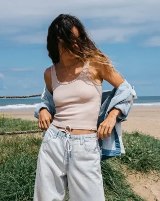 Jade Saltwashed Hose mit elastischem Bund