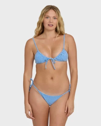 Mini-Wave-Check-Tanga-Bikinihose mit seitlichen Bändern
