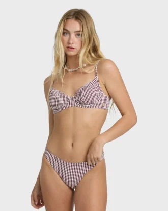 Mini Wave Check Tropic Bikinihose in Größe M