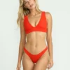 Rotes Aloha-Plunge-Bikinioberteil