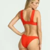 Rotes Aloha-Plunge-Bikinioberteil