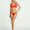 Rotes Aloha-Plunge-Bikinioberteil