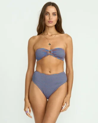 Sommerliches Rio-Bandeau-Bikinioberteil mit breiten Streifen