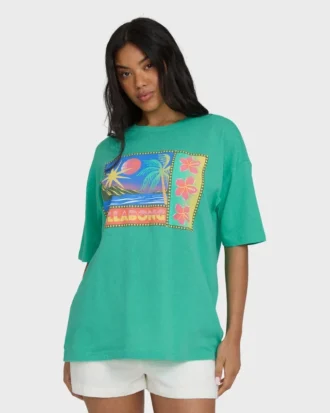 Summer Heat Kurzarm-Strick-T-Shirt mit Grafikdruck