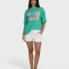 Summer Heat Kurzarm-Strick-T-Shirt mit Grafikdruck