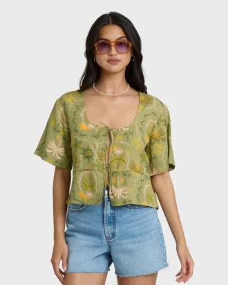 Totally Tropic Kurzarm-Web-Oberteil