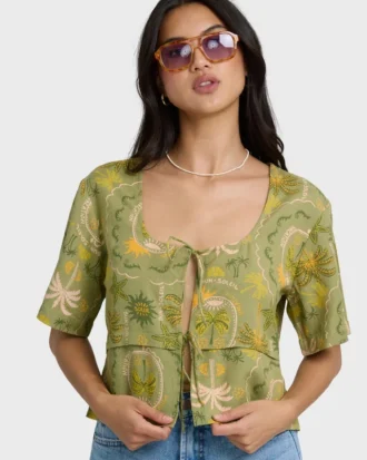 Totally Tropic Kurzarm-Web-Oberteil